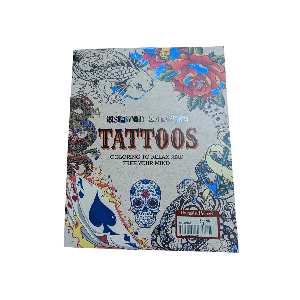 Inspired Coloring Tattoos Book Adult OS Multi Excellent Art Therapy Flash Art